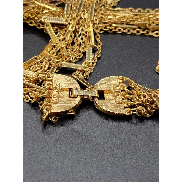 Vintage Gold tone Sarah Coventry Long Heavy Layered Necklace and Bracelet - Picture 10 of 11